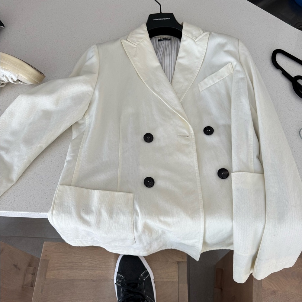 Giorgio Armani Double-Breasted linen cotton blazer
